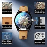 Relojes para hombre, esqueleto mecánico automático