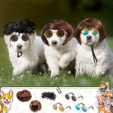 MTLEE 6 pelucas divertidas para perros, peluca de perro retro para mascotas, gafas de sol redondas para perros, disfraces de cosplay, accesorios para perros pequeños, para decoración de fiestas navideñas