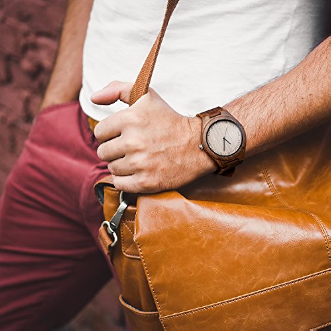 Reloj de pulsera de piel de vacuno con correa de piel