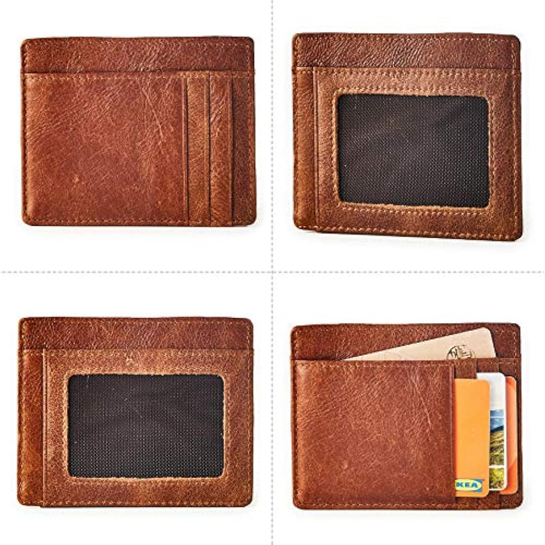 Billetera Tachuelas de latón de cuero fino para hombre