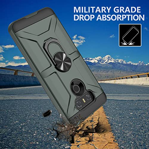 Funda para LG G6, funda para LG G6 con [3 protectores de pantalla de vidrio templado], soporte de anillo integrado y soporte magnético para coche a prueba de golpes, resistente a caídas, funda resistente para LG G6, color verde oscuro