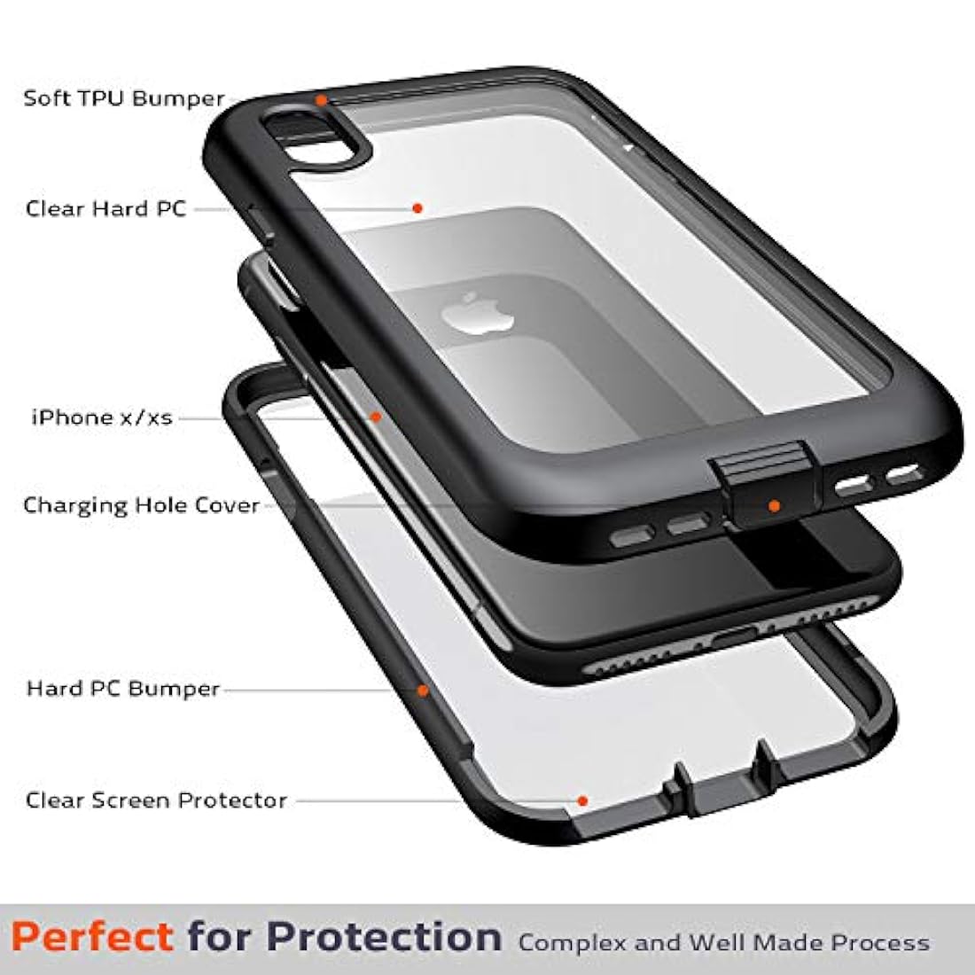 Eonfine - Carcasa para iPhone X y iPhone Xs de 5.8 Negro