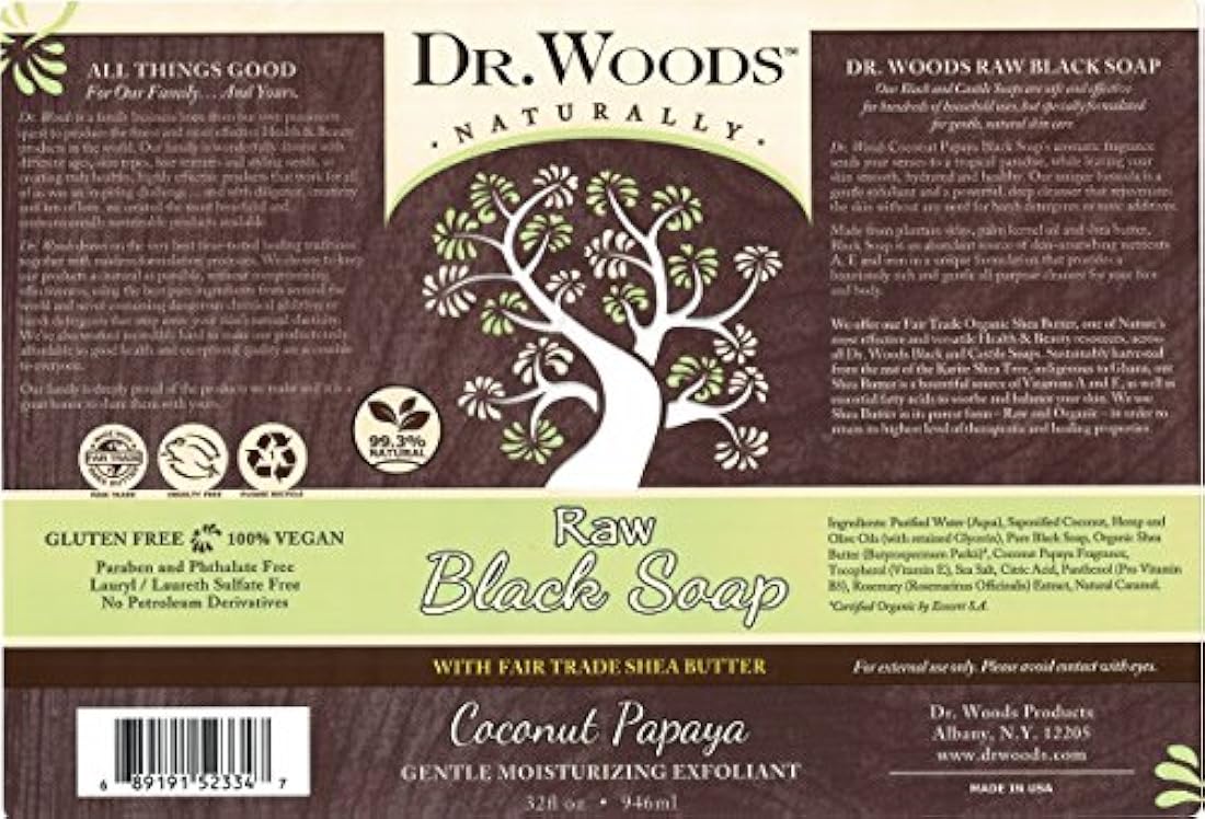 Dr. Woods Jabón de papaya de coco negro hidratante