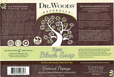 Dr. Woods Jabón de papaya de coco negro hidratante
