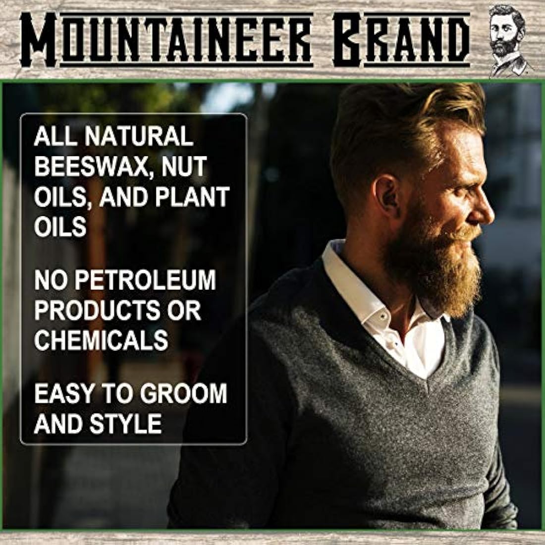Cera de bigote de marca Mountaineer, natural, sin residuos
