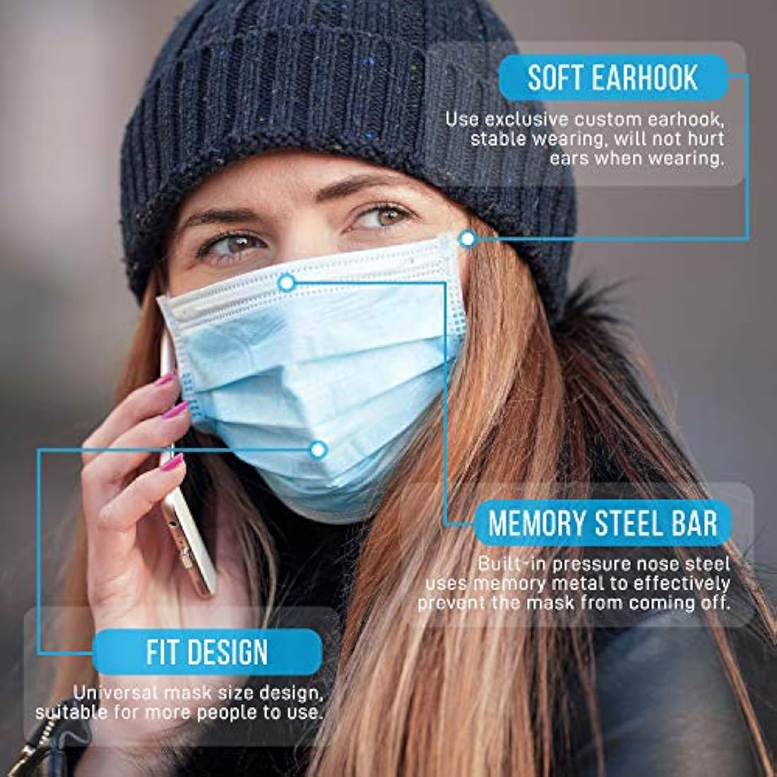 Mascarillas de protección de 3 capas SERENELIFE SL3PLY100