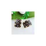 Aretes de estilo arco iris cuadrados chapados en oro de 18