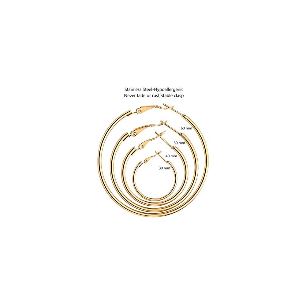 Aretes de aro para mujeres y niñas de acero inoxidable