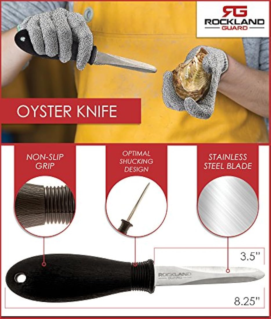 Rockland Guard - Cuchillo de ostra con mango antideslizante