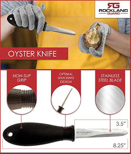 Rockland Guard - Cuchillo de ostra con mango antideslizante