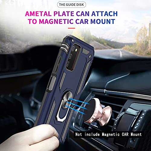 LeYi Funda compatible con Samsung A03S, funda para Galaxy A03S con [2 unidades] protector de pantalla de vidrio templado, [grado militar], funda magnética con función atril para Samsung Galaxy A03S (6.5 pulgadas), azul