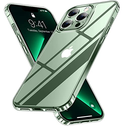 JUSTCOOL Funda transparente diseñada para iPhone 13 Pro, [no amarillea] [protección contra caídas de grado militar] funda delgada y transparente para iPhone 13 Pro de 6.1 pulgadas (transparente)
