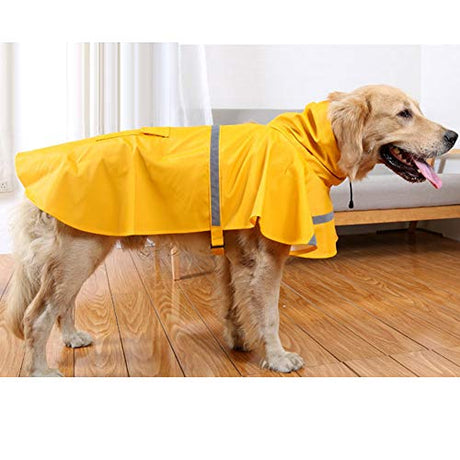 HAPEE - Impermeable para perros grandes con capucha reflectante, chaqueta impermeable para perros