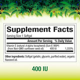 Tierra entera y mar de factores naturales, vitamina E 400 UI, suplemento de alimentos enteros, sin gluten, 90 geles blandos (90 porciones)