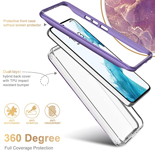 ESDOT Funda para Samsung Galaxy S22, grado militar, prueba de caídas de 21 pies, funda resistente con diseños de moda para mujeres y niñas, funda protectora para Galaxy S22 de 6.1 pulgadas, mármol morado con purpurina