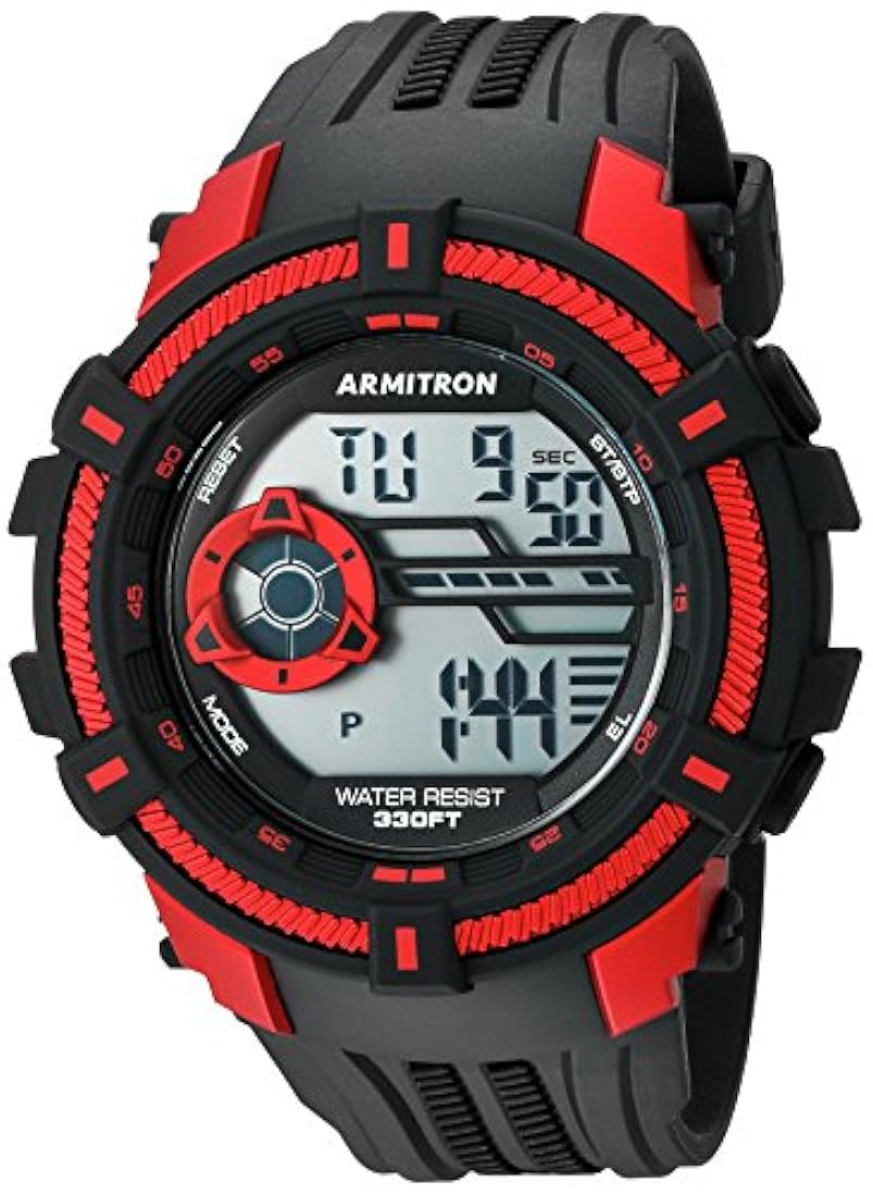Reloj digital con correa de resina para hombre rojo y negro
