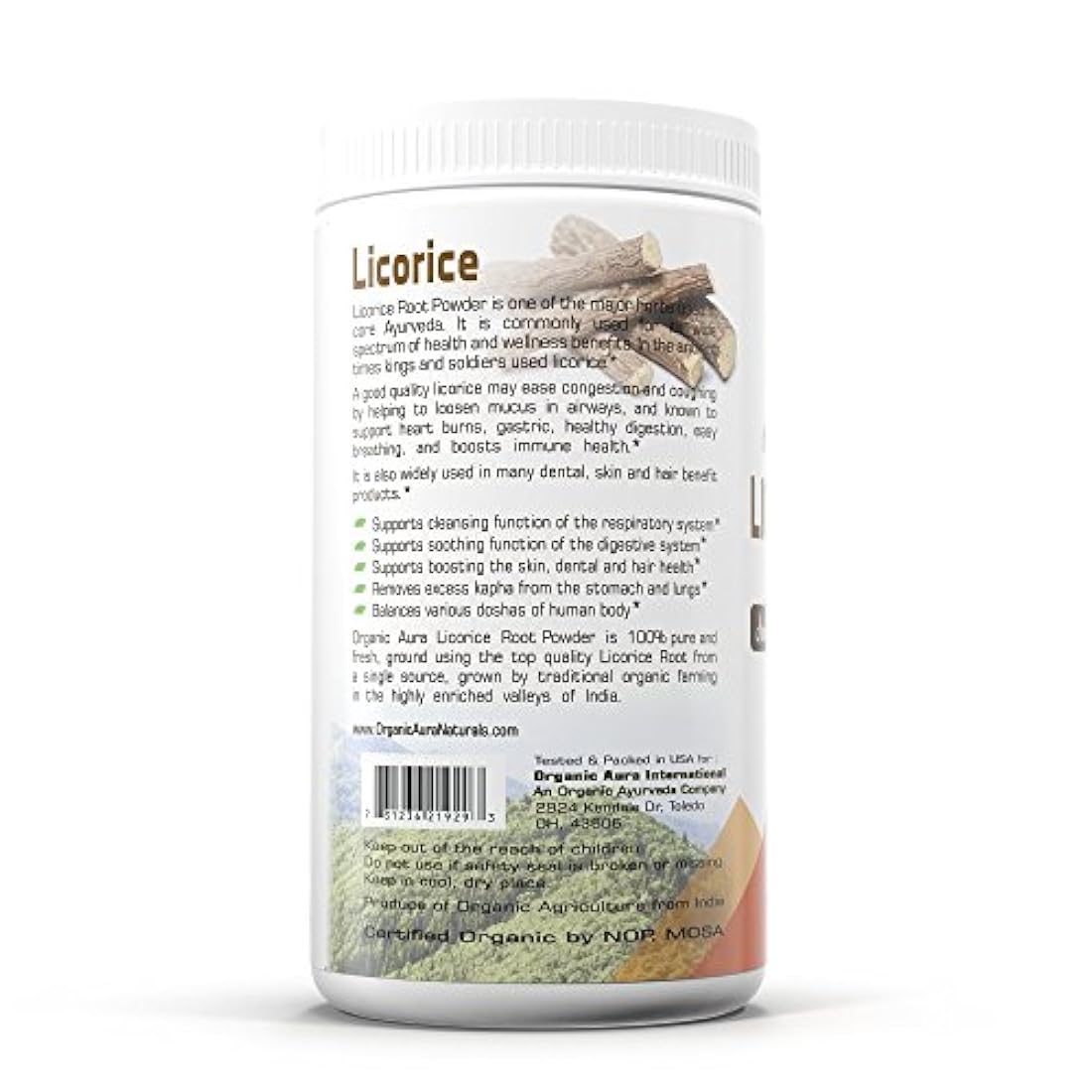 orgánico Regaliz Root Polvo 16 oz-1 lb Respiratorio natural