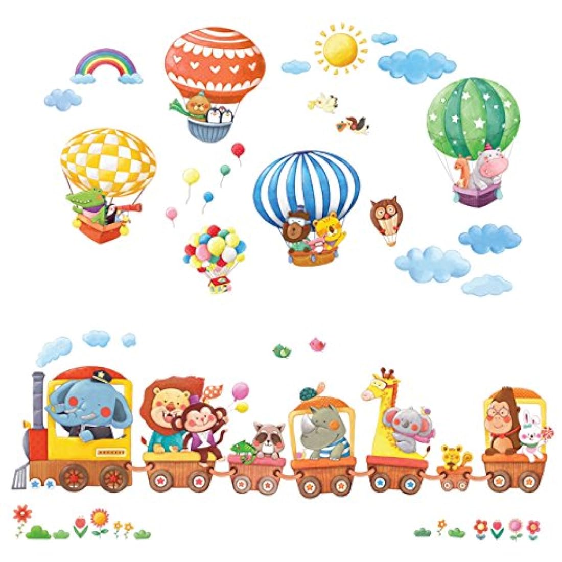 Tren de animales y globos aerostáticos - DECOWALL