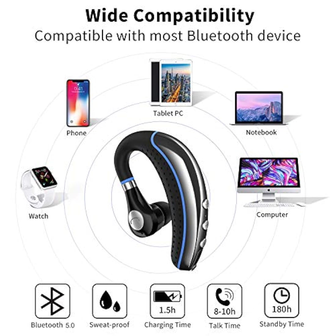 FimiTech - Auriculares inalámbricos V5.0 con micrófono