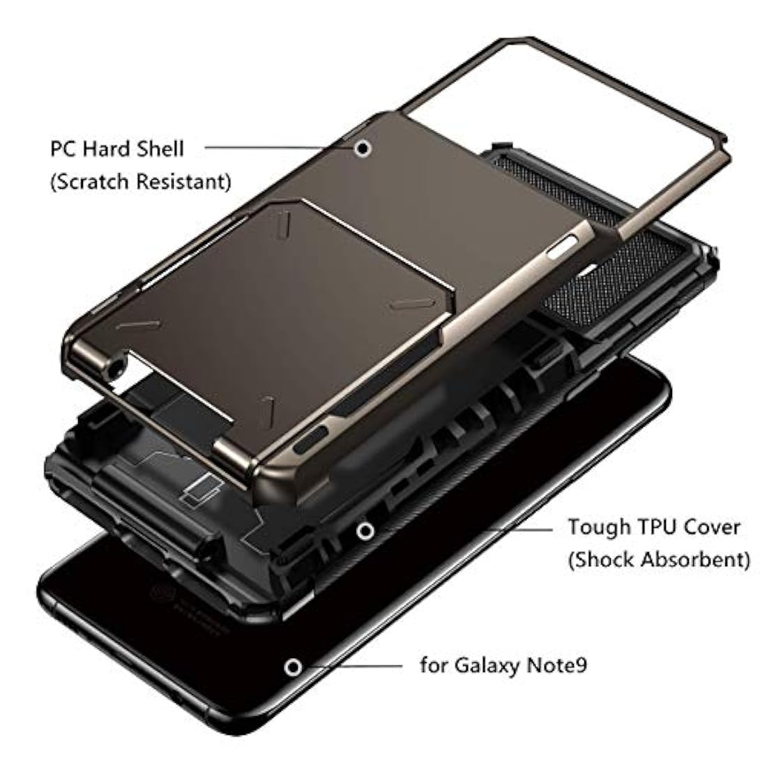 Funda para Galaxy Note 9, con 4 ranuras  metálico Vofolen -