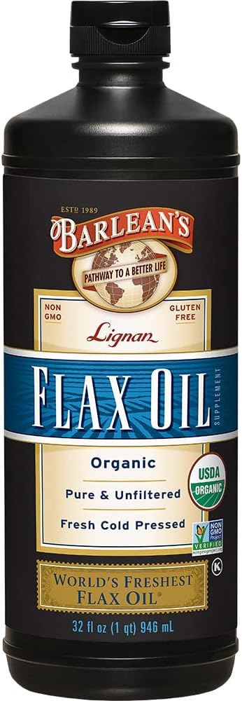 Suplemento de Aceite de Linaza Barlean's, 32 oz, Omega-3 ALA