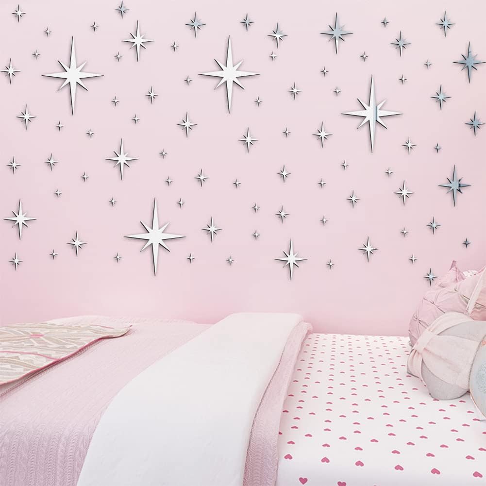 Stickers de Pared Estrella Acrílica 82Pcs, Decoración Infantil