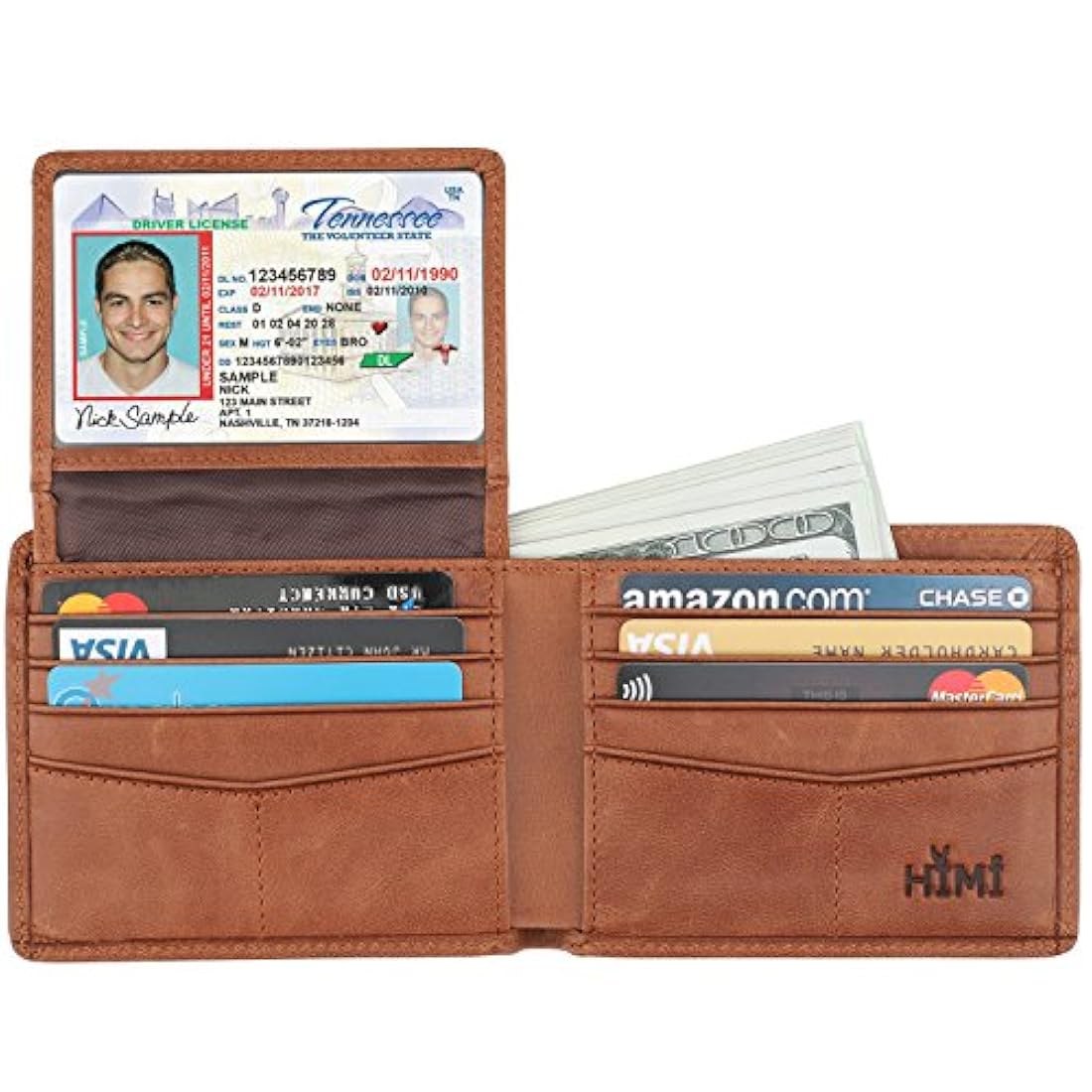 Billetera de cuero elegante para hombre con seguridad RFID