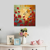 Wieco Art - libélulas aman las flores, pintura al óleo