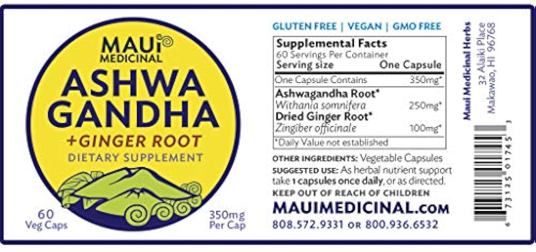 Ashwagandha & Jengibre 60 V-caps hawaiano