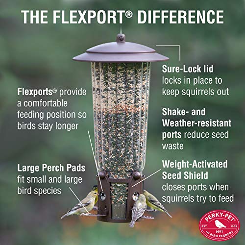 Perky-Pet 334-1SR Squirrel-Be-Gone Max Alimentador de pájaros con Flexports - 4 Lb