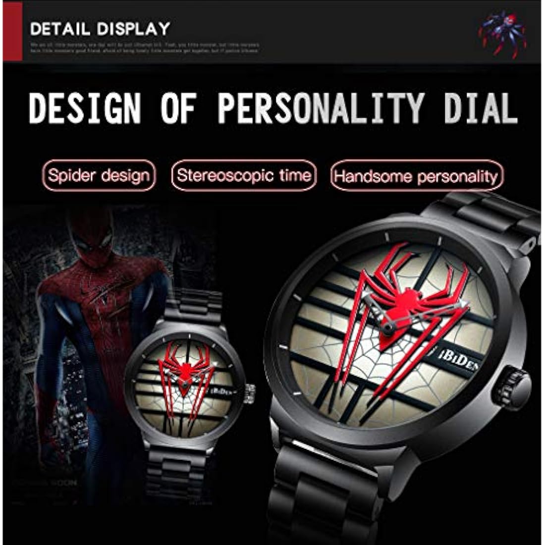Reloj de pulsera estilo casual con diseño de Spider Man