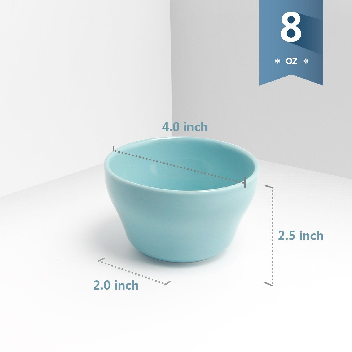 Tazas de caldo de porcelana de postre de 8 onzas