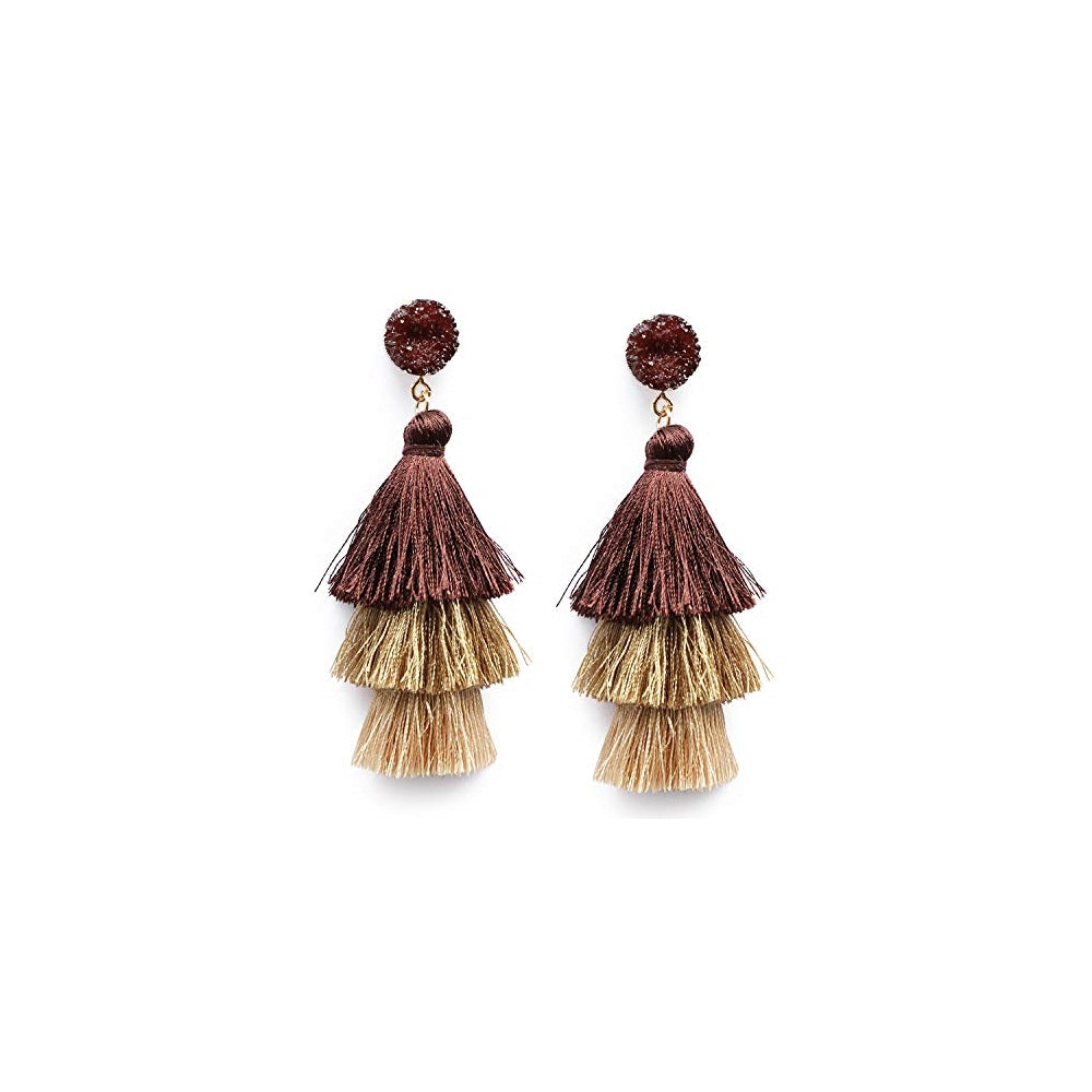 Aretes de borla de colores diseño bohemio aretes para mujer