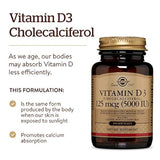 Vitamina D3 (Colecalciferol) 125 MCG (5000 UI), 100 cápsulas