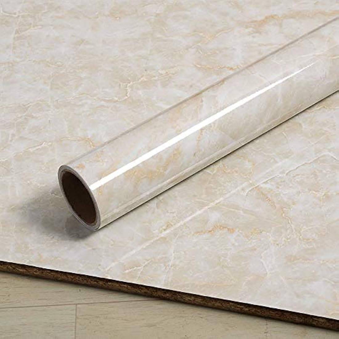 Papel de contacto de vinilo extraíble de mármol beige