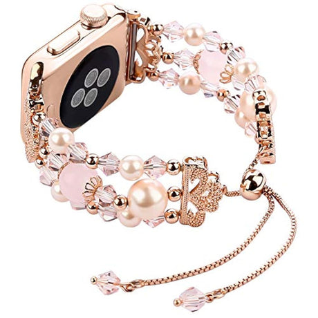 Fohuas-Correa elástica para Apple Watch, cuentas de cristal