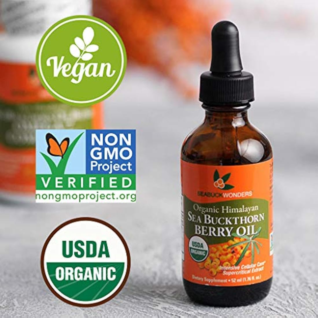 Aceite de baya Sea Buckthorn, 100% orgánica certificada