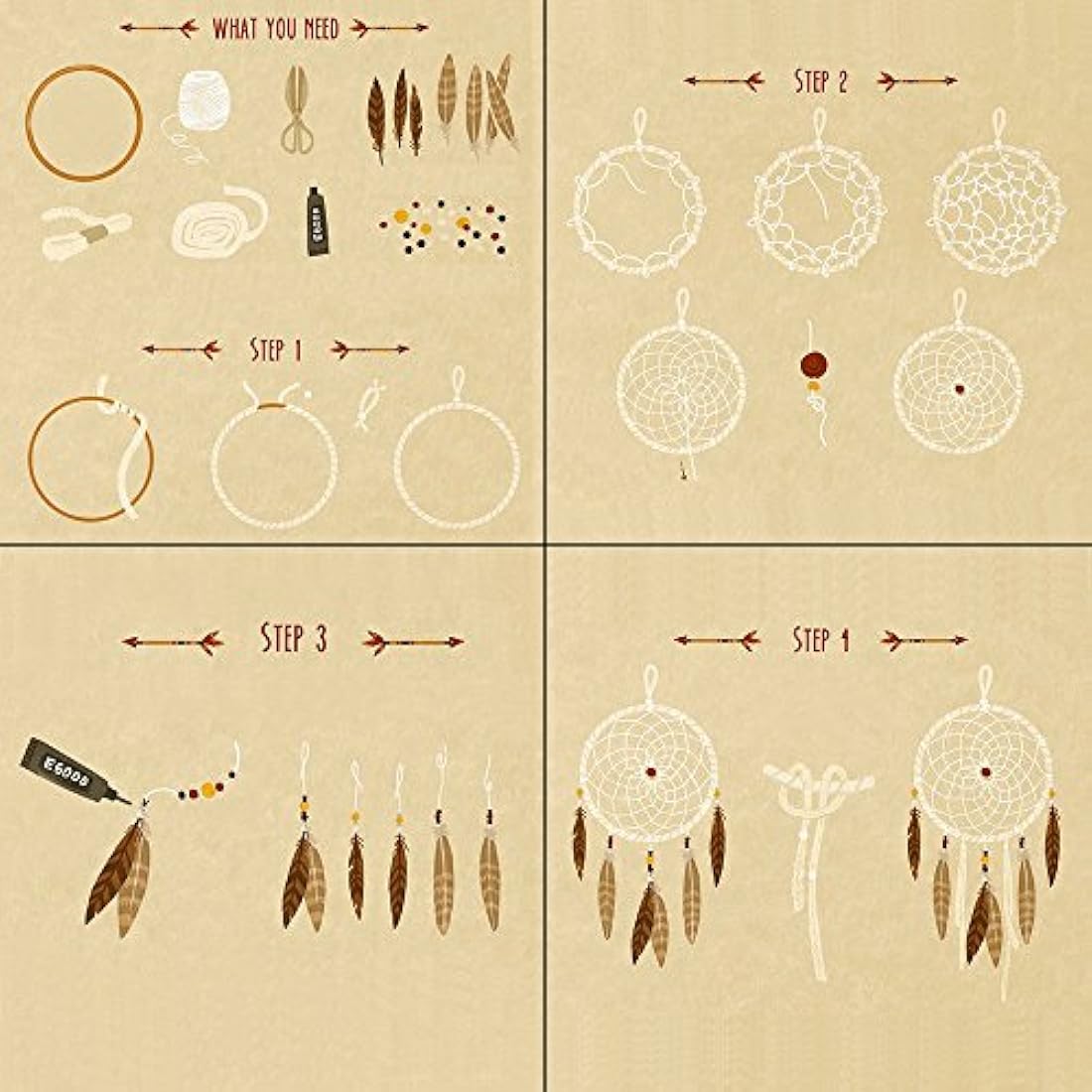 10 piezas 6-inch Oro Dream Catcher Anillos de metal
