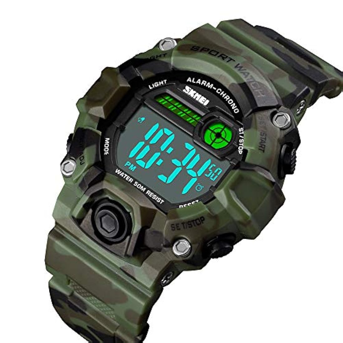 Reloj deportivo para niños de camuflaje, LED, impermeable