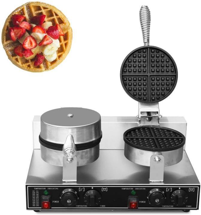 Máquina de Waffles Doble 110V 2600W - Acero Inoxidable