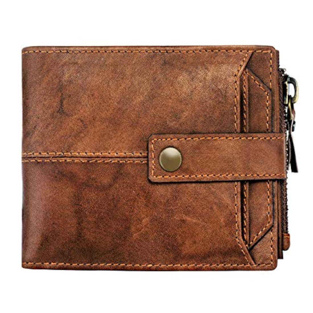 Spiffy - Cartera de piel auténtica para hombre con tarjetero