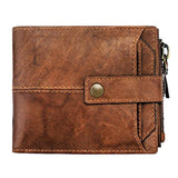 Spiffy - Cartera de piel auténtica para hombre con tarjetero