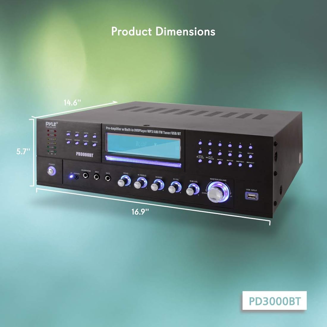 Amplificador Bluetooth de 4 canales PYLE-HOME PD3000BT