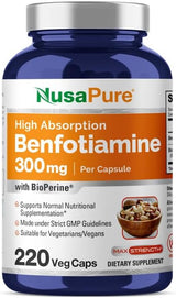 Benfotiamine 300 mg 180 cápsulas vegetales veganas