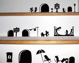 Interesante etiqueta engomada del agujero del ratón extraíble personalizada moda creativa fondo pegatinas de pared para sala de estar escaleras