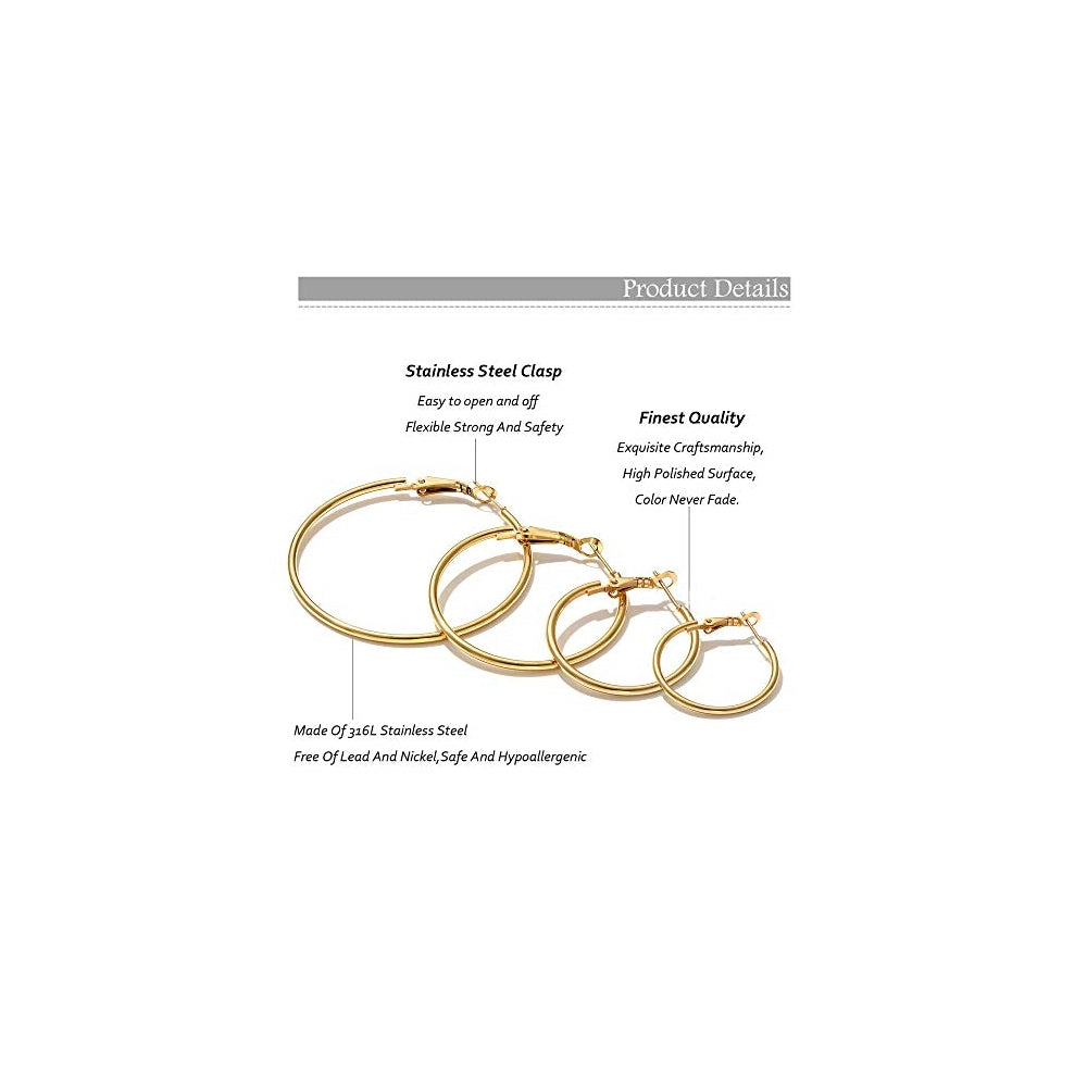 Aretes de aro para mujeres y niñas de acero inoxidable