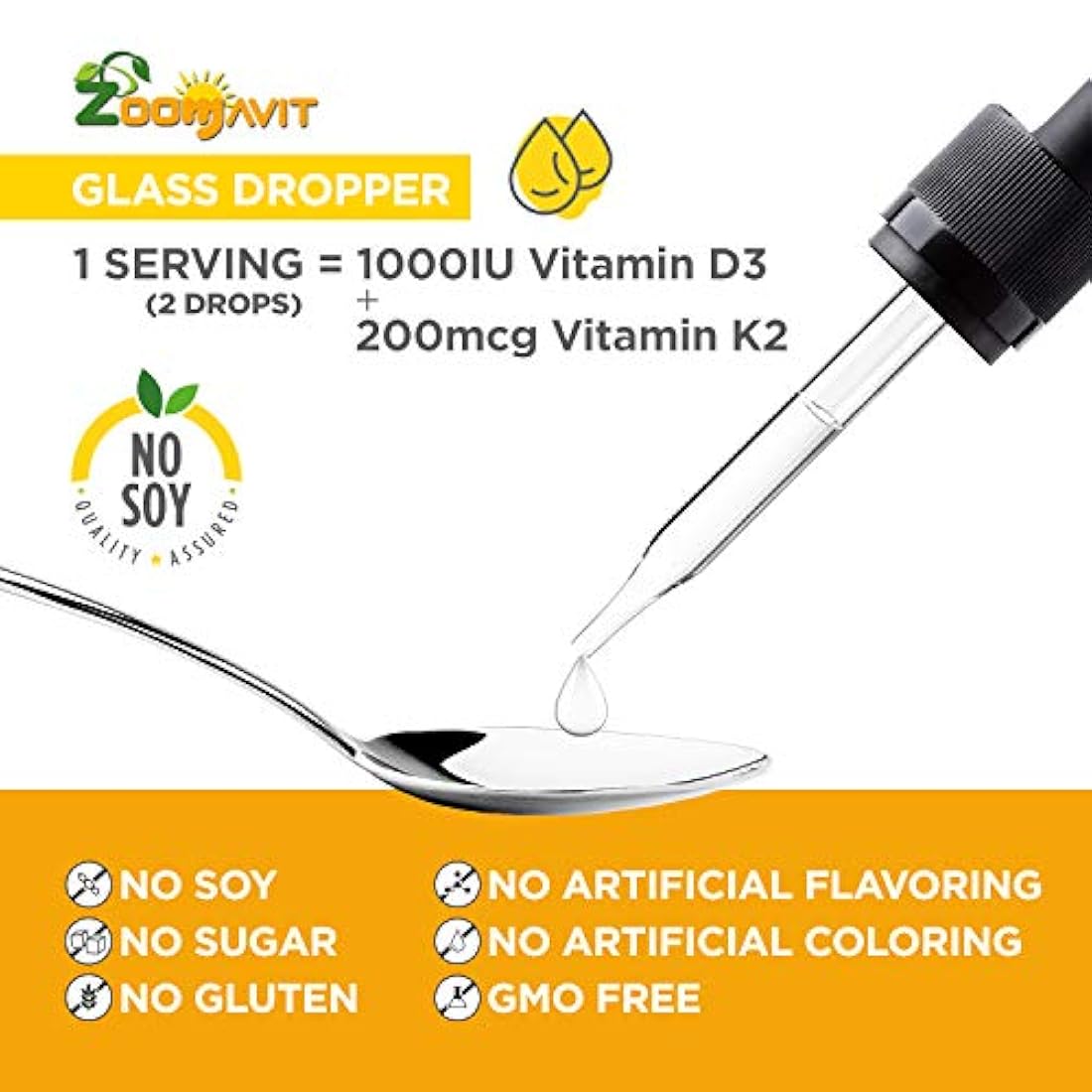 Vitamina vegana D3 K2 gotas líquidas con aceite de coco