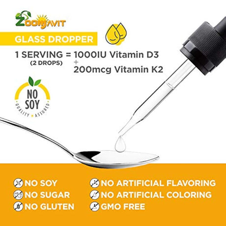 Vitamina vegana D3 K2 gotas líquidas con aceite de coco
