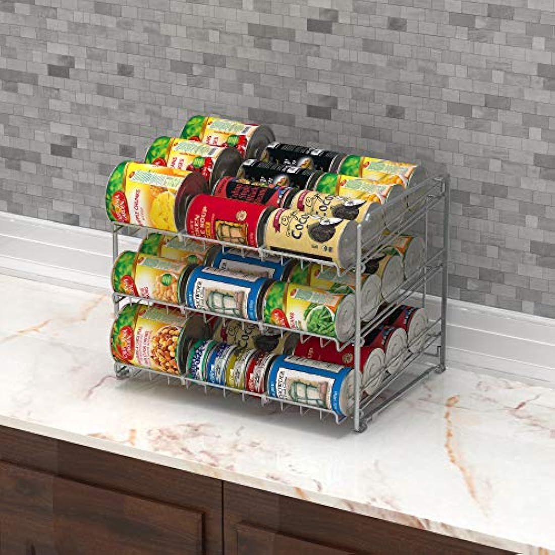 Estante apilable para latas, Plateado Simple Houseware
