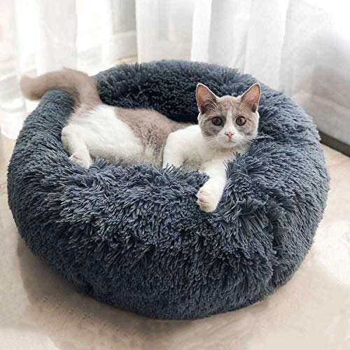 Cama redonda de felpa suave para perros pequeños BODISEINT